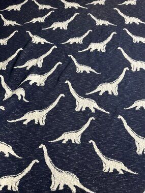 Kids Dinosaur Throw Blanket Navy White Soft Knit Dino Print